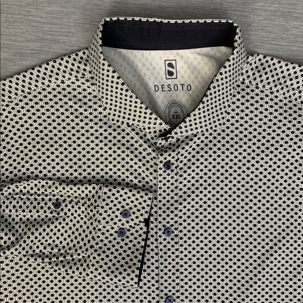 DESOTO Casual Kent Monochrome Geometric Shirt - Picture 5 of 11